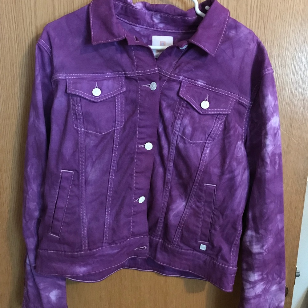 LuLaRoe XL purple tie dye Harvey Jean jacket